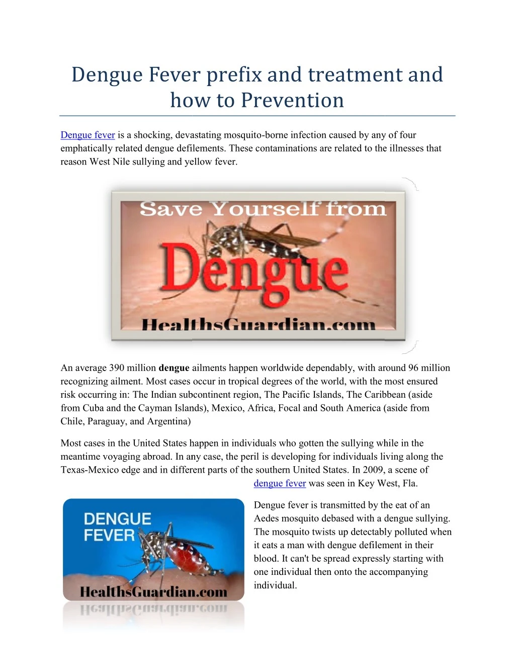 dengue fever prefix and treatment