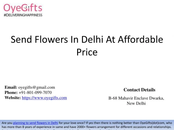 Send Flowers In Delhi At Affordable Price