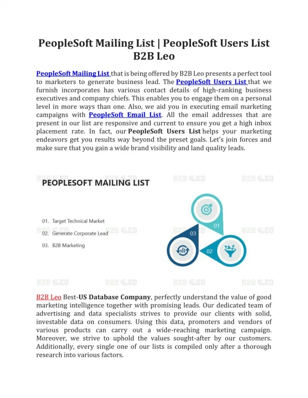 PeopleSoft Mailing List | PeopleSoft Users List-B2B Leo