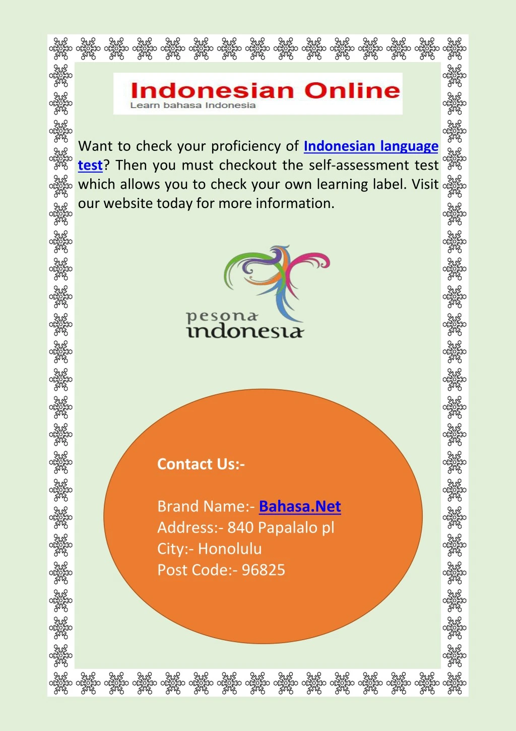 want to check your proficiency of indonesian