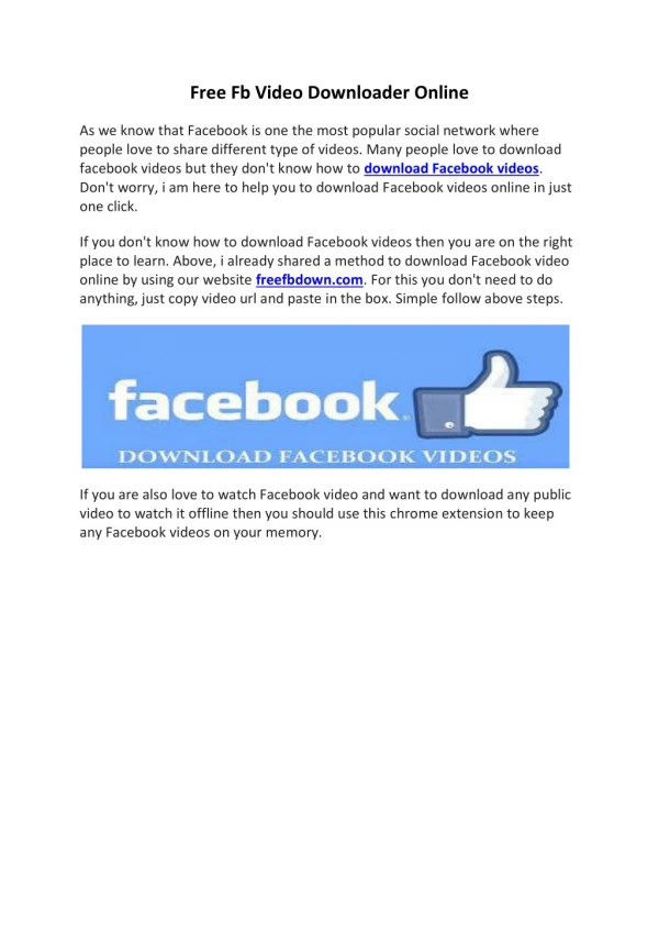 Free Fb Video Downloader Online