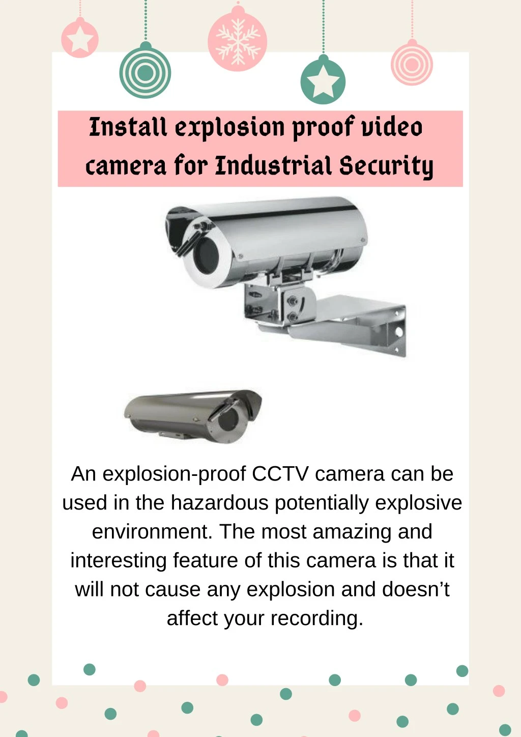 install explosion proof video camera
