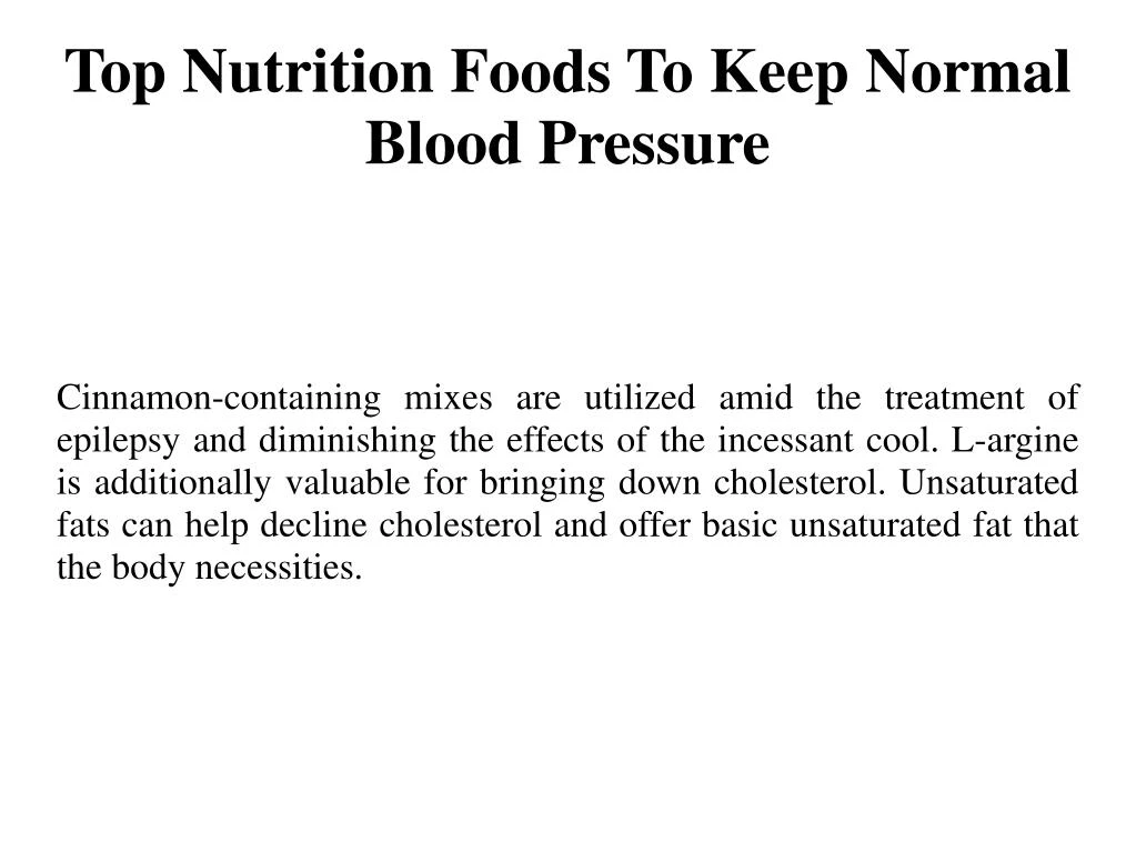 top nutrition foods to keep normal blood pressure