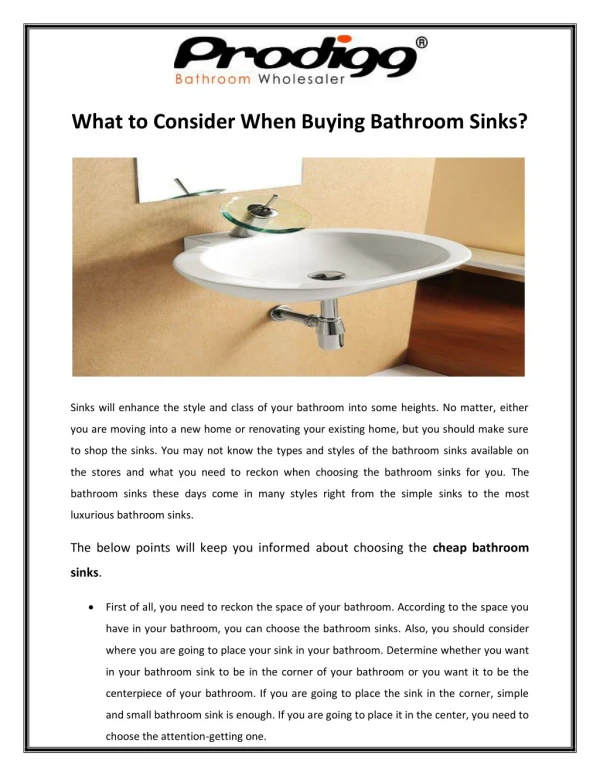 What to Consider When Buying Bathroom Sinks?