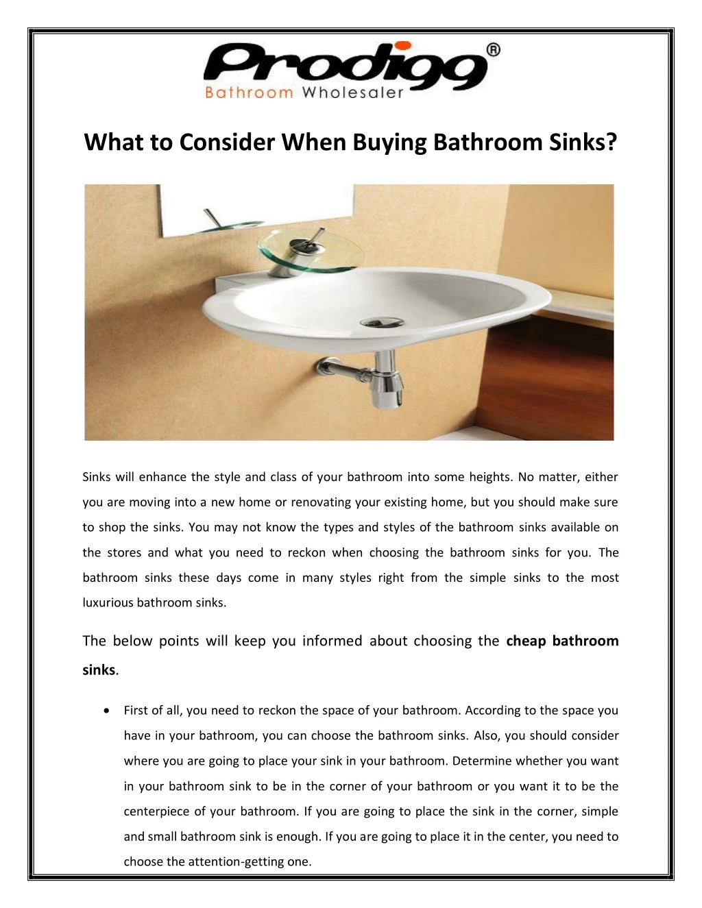 what to consider when buying bathroom sinks