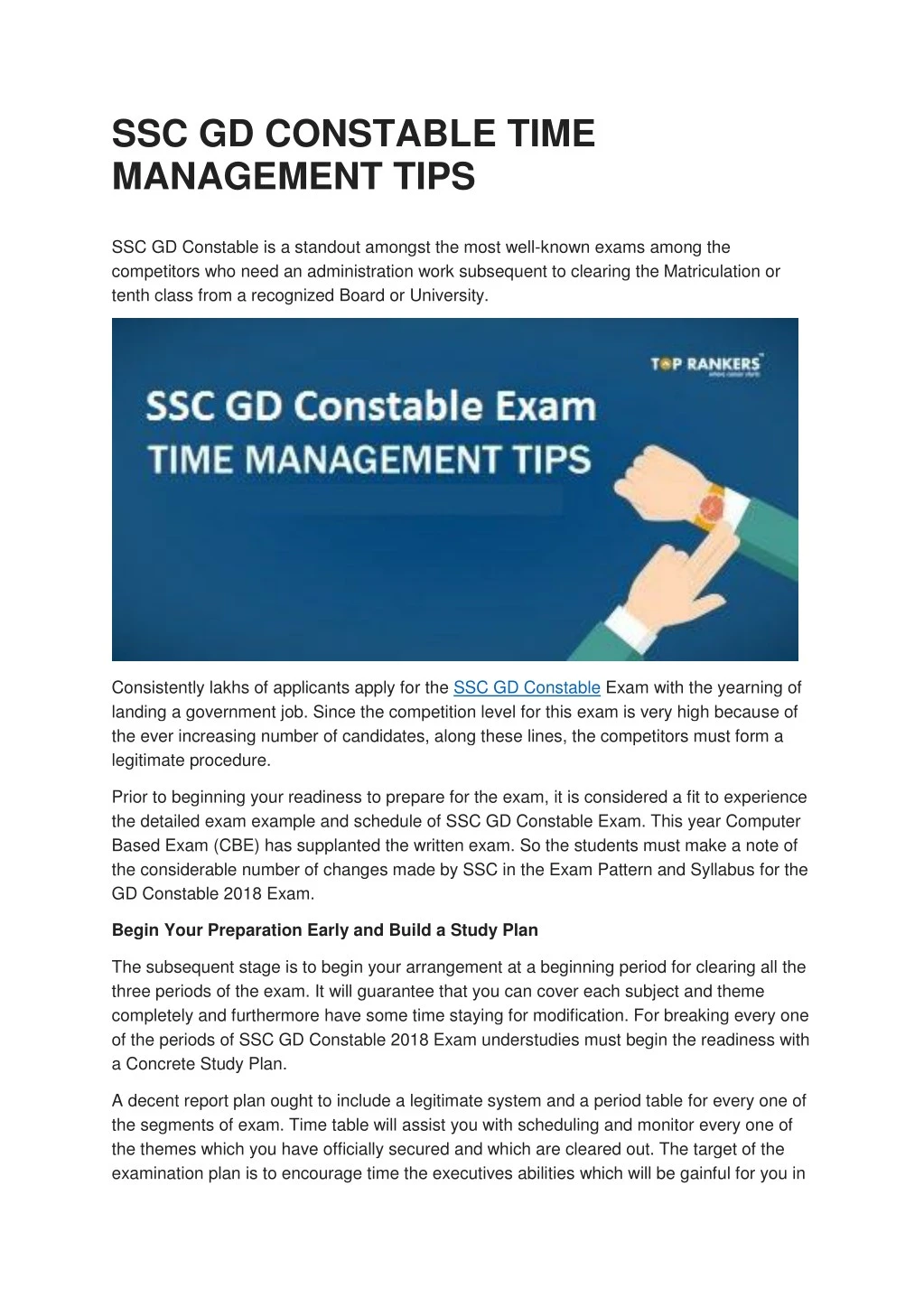 ssc gd constable time management tips