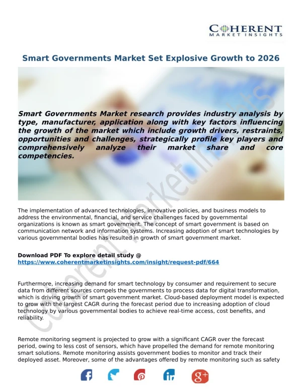 Smart Governments Market Set Explosive Growth to 2026