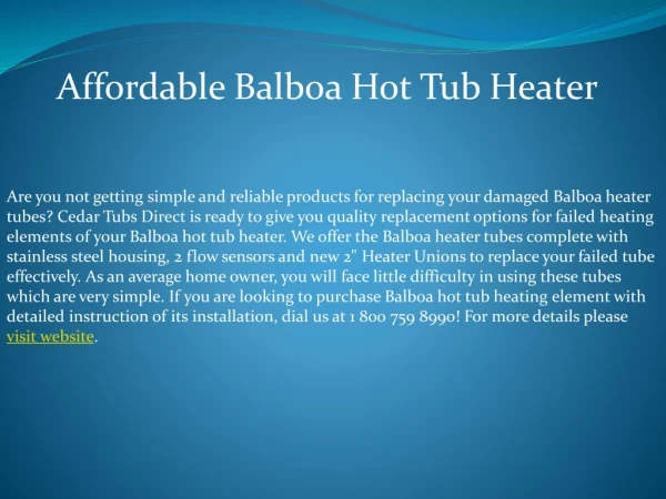 Affordable Balboa Hot Tub Heater