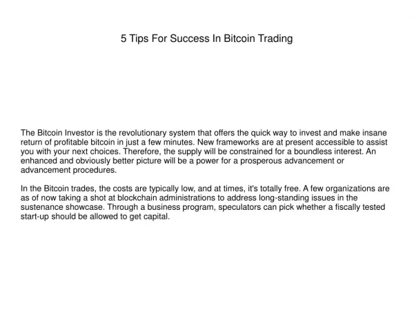 5 Tips For Success In Bitcoin Trading