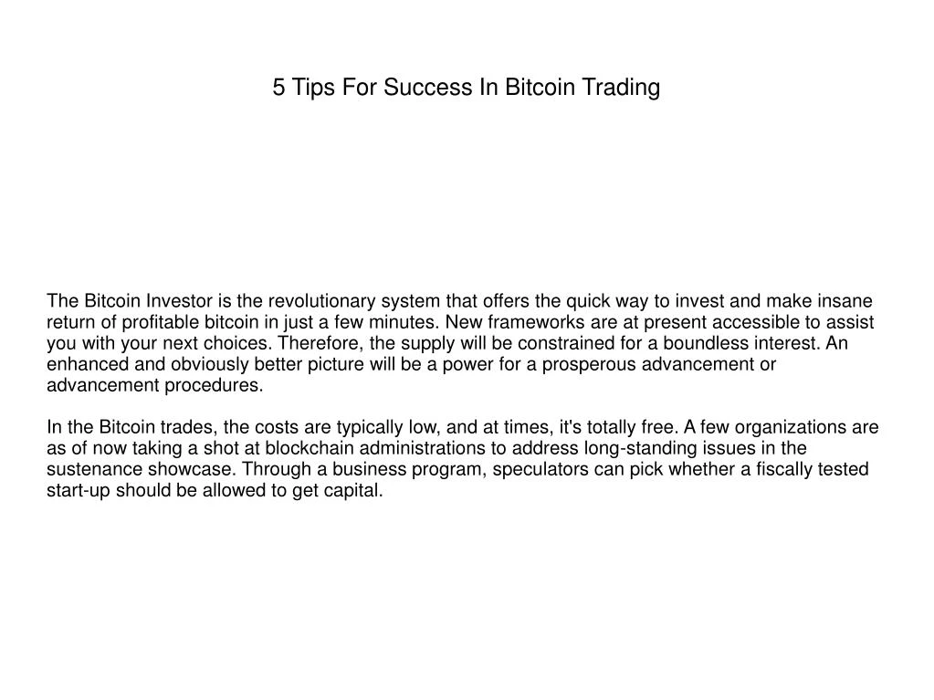 5 tips for success in bitcoin trading