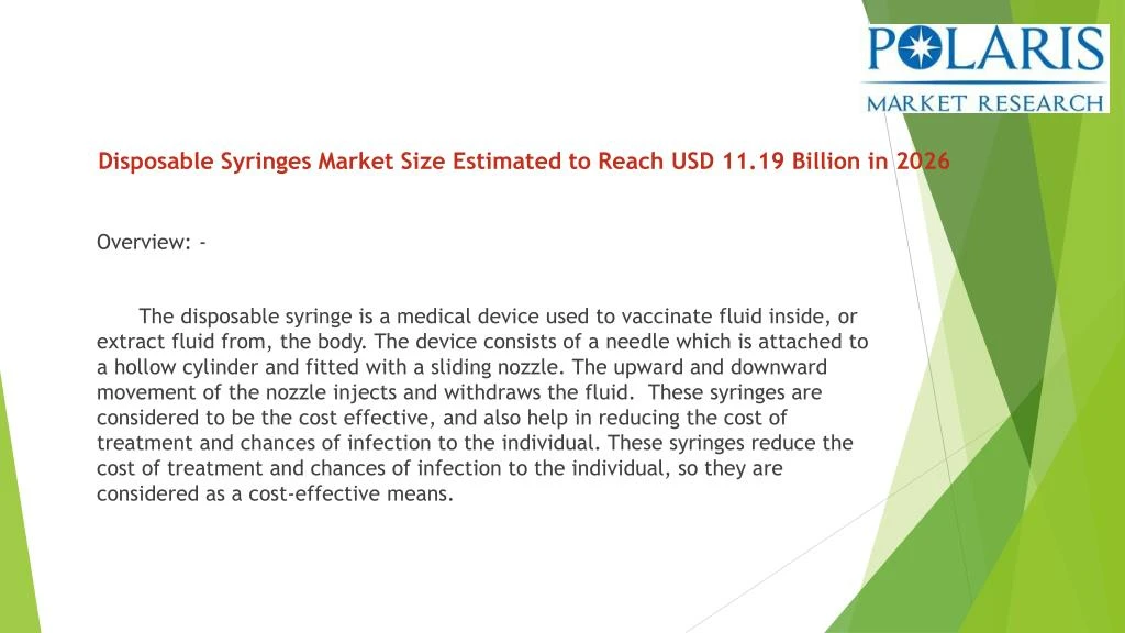 disposable syringes market size estimated