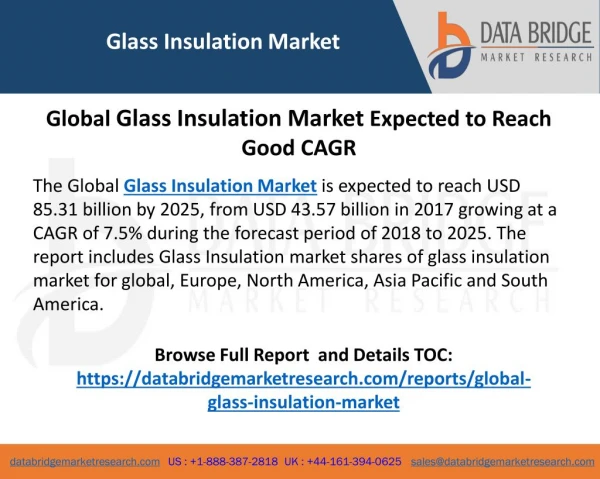 Glass Insulation Market Globally Expand At Higher Throughout The Forecast Period 2018 to 2025