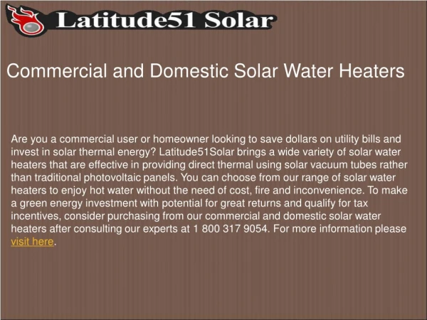 Commercial and Domestic Solar Water Heaters