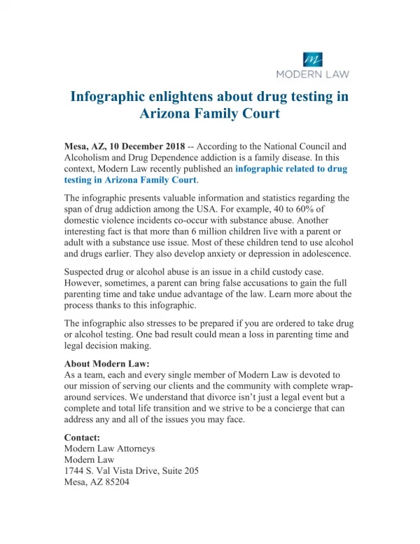 Infographic enlightens about drug testing in Arizona Family Court