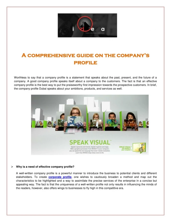 Company Profile Dubai