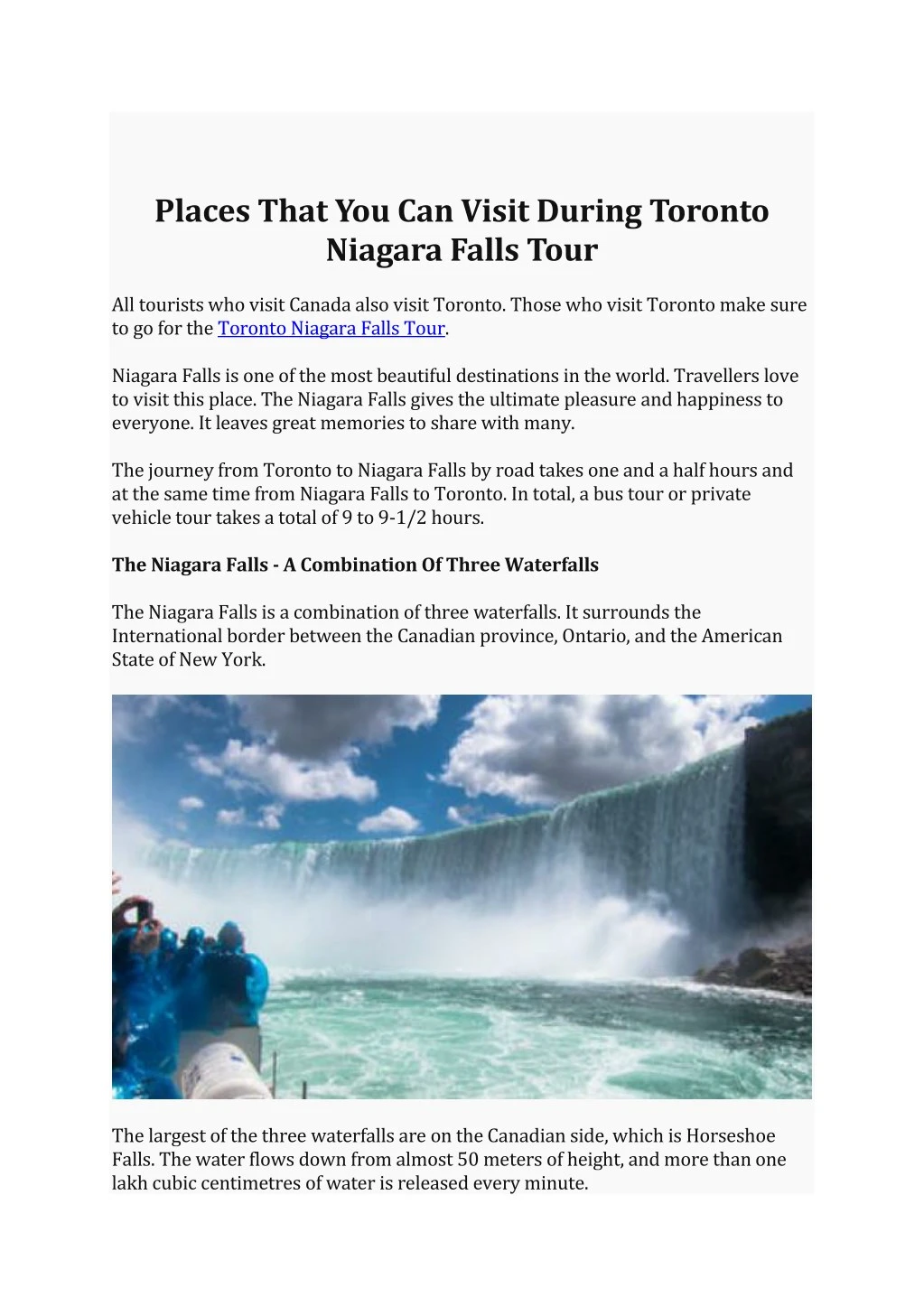 places that you can visit during toronto niagara