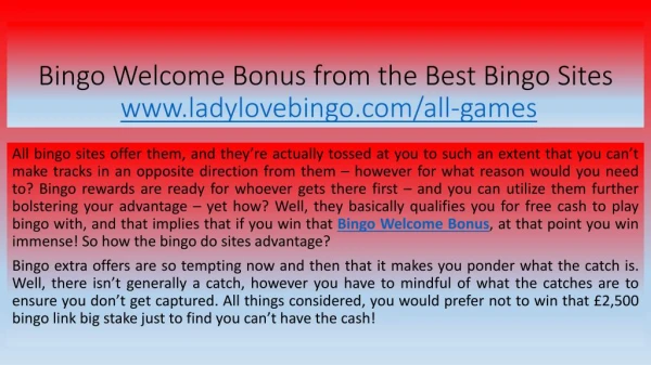 Bingo Welcome Bonus from the Best Bingo Sites