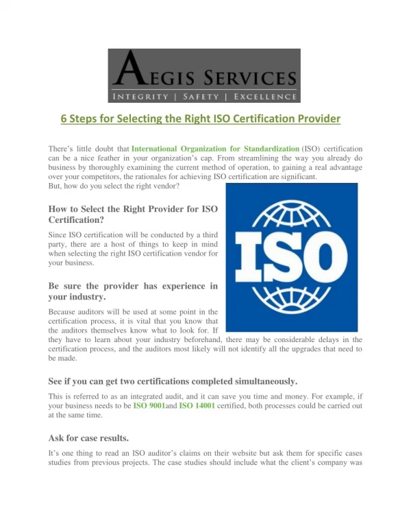 6 Steps for Selecting the Right ISO Certification Provider