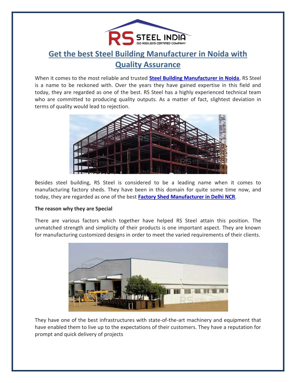 get the best steel building manufacturer in noida