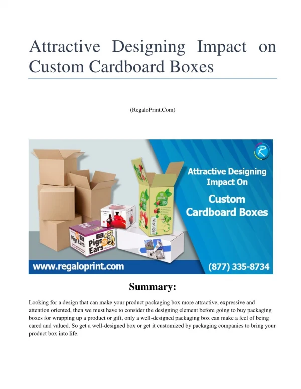 Attractive Designing Impact on Custom Cardboard Boxes