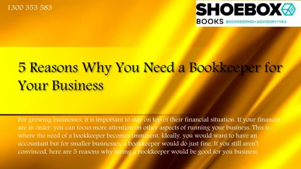 5 Reasons Why You Need a Bookkeeper for Your Business