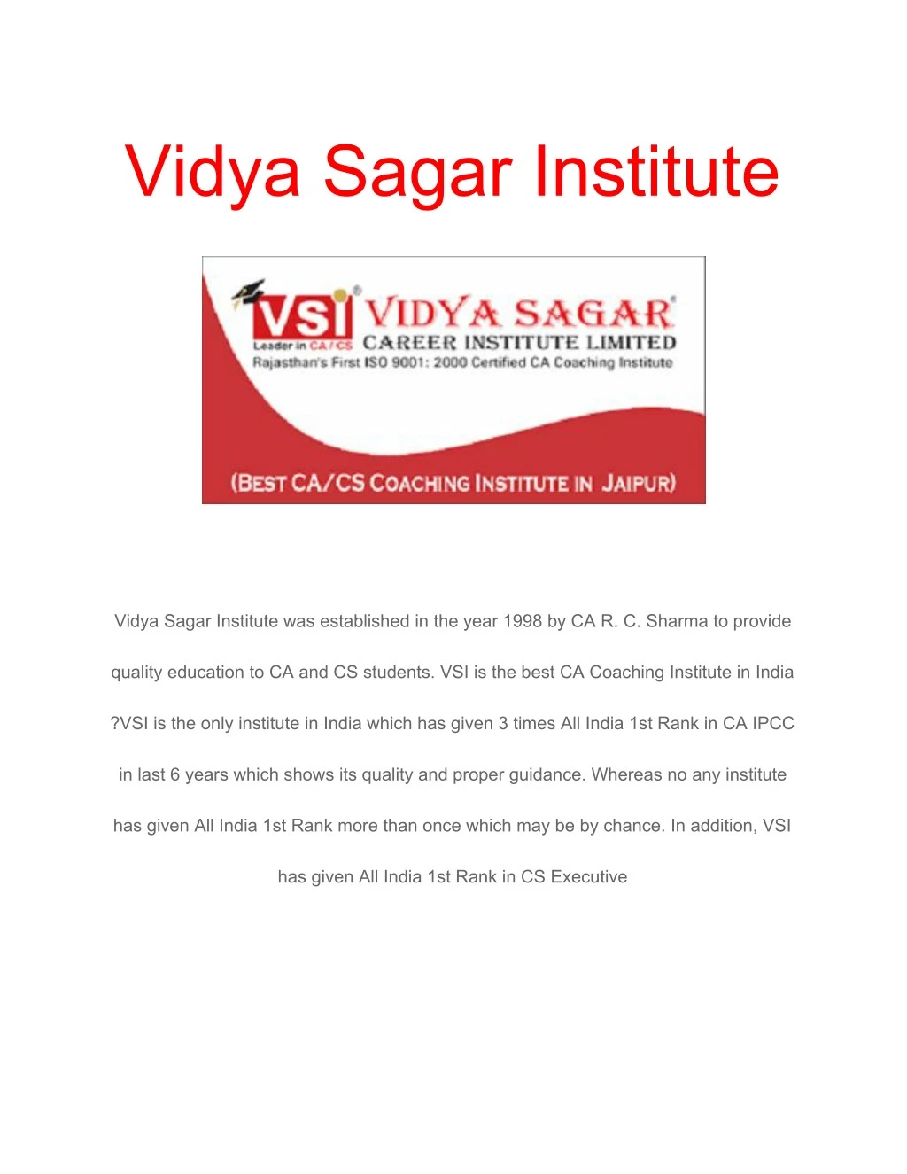 vidya sagar institute