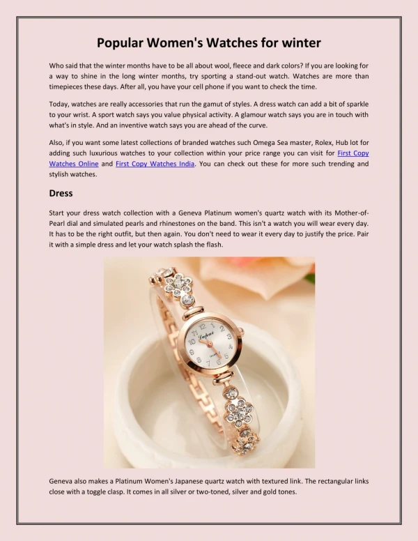 Popular Women's Watches for Winter