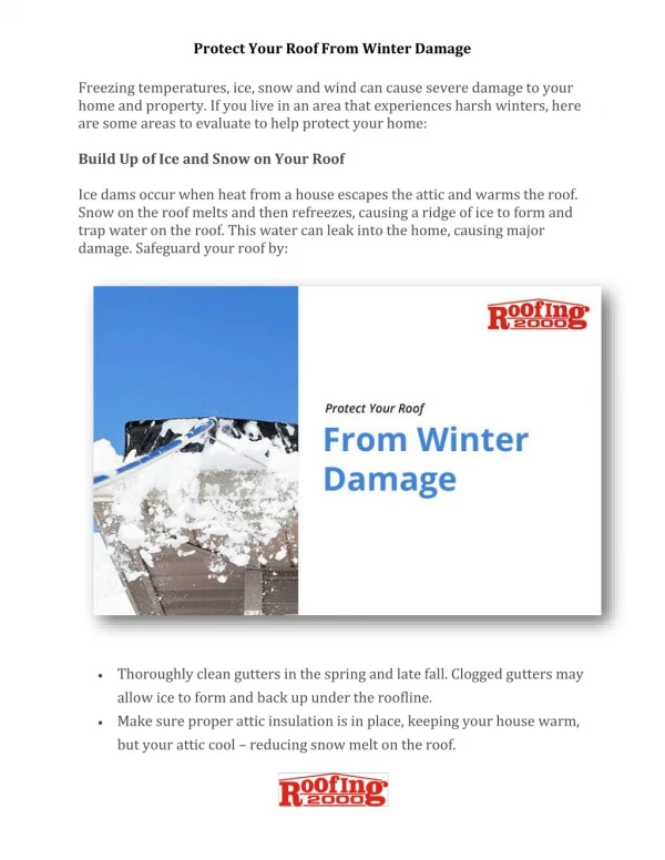 How To Protect Your Roofs In Winter ? Roofing2000