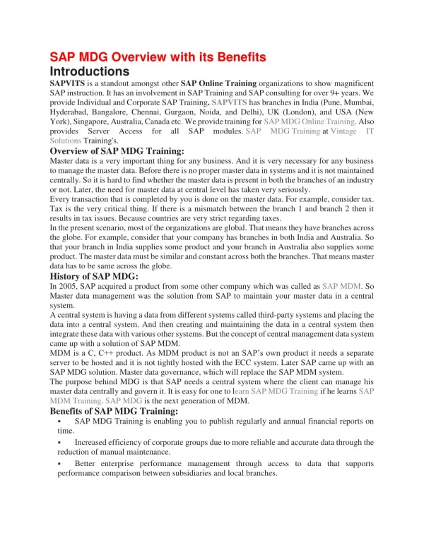 SAP MDG Training Material PDF