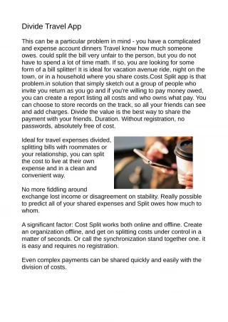 Split Travel Expenses App - slide 1