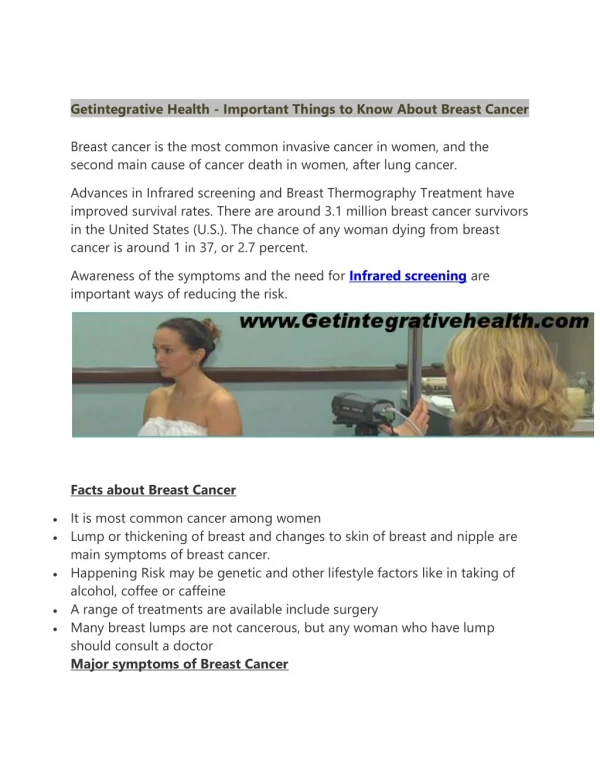 Getintegrative Health - Important Things to Know About Breast Cancer