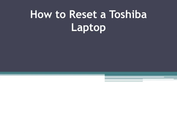 How to Reset a Toshiba Laptop