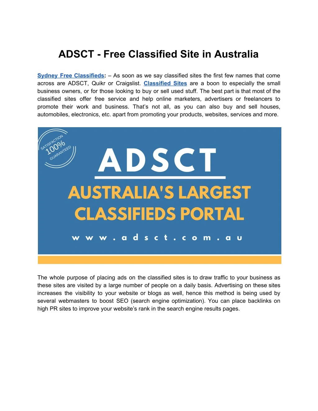 adsct free classified site in australia