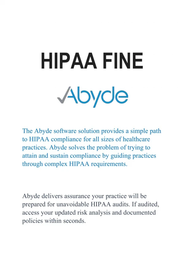 HIPAA FINE BY ABYDE