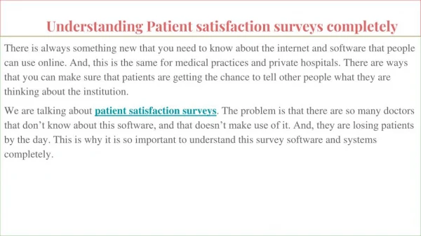 patient satisfaction surveys