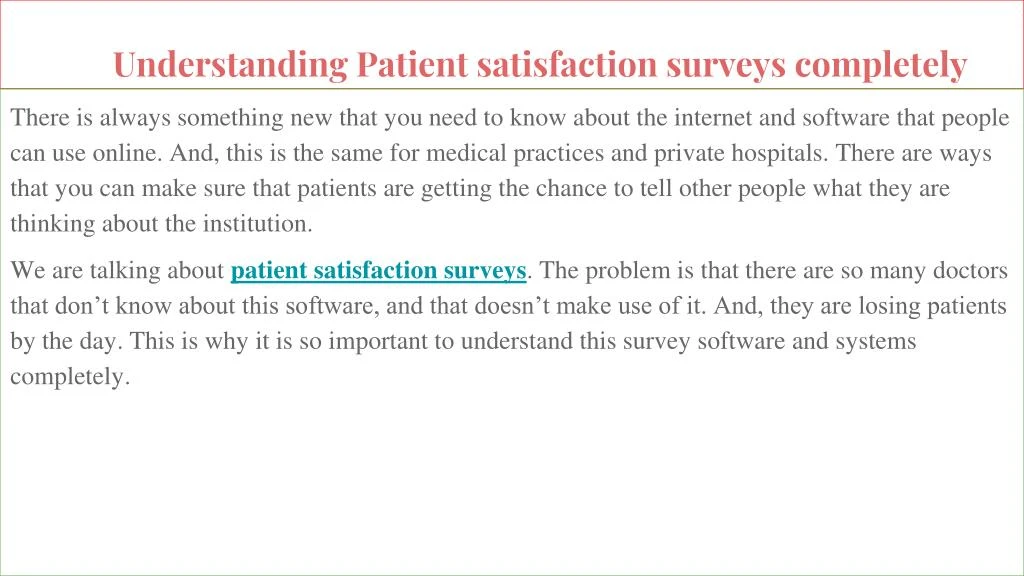 understanding patient satisfaction surveys completely