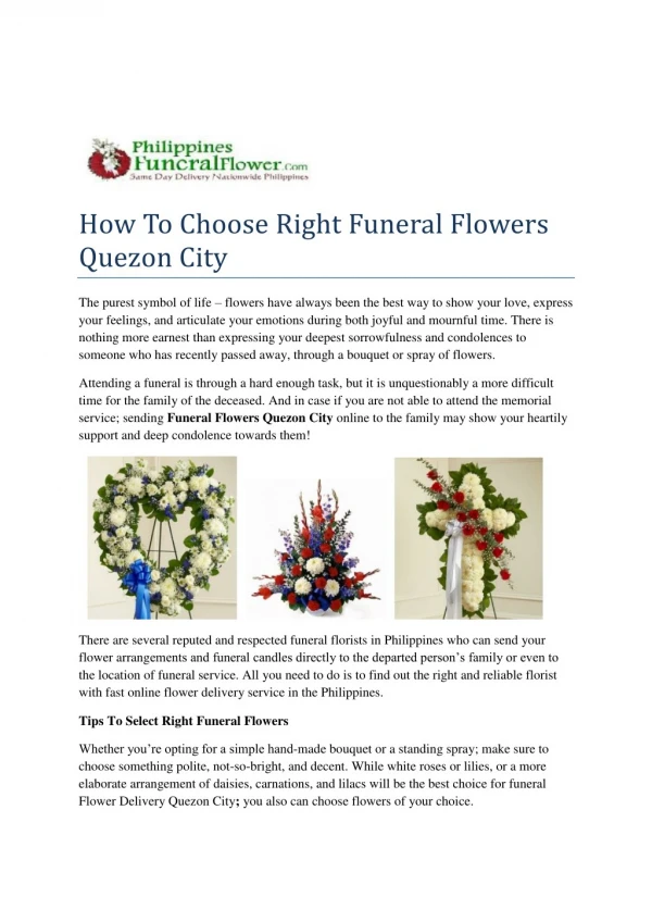 Funeral Flowers Quezon City
