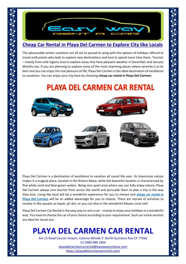 Cheap Car Rental in Playa Del Carmen to Explore City like Locals