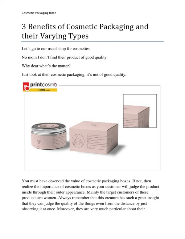 3 Benefits of Cosmetic Packaging and their Varying Types