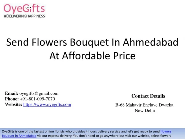 Send Flowers Bouquet In Ahmedabad At Affordable Price