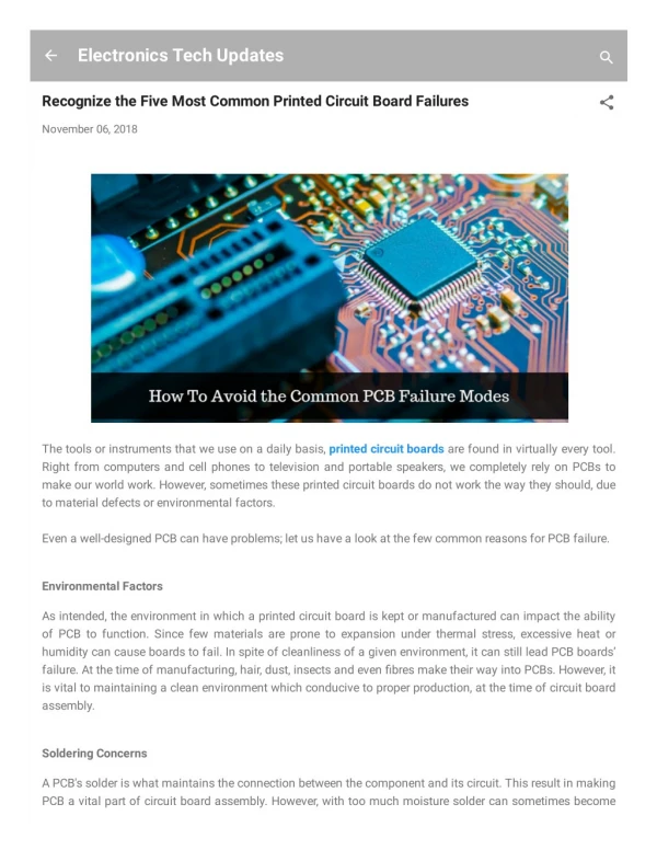 Recognize the Five Most Common Printed Circuit Board Failures