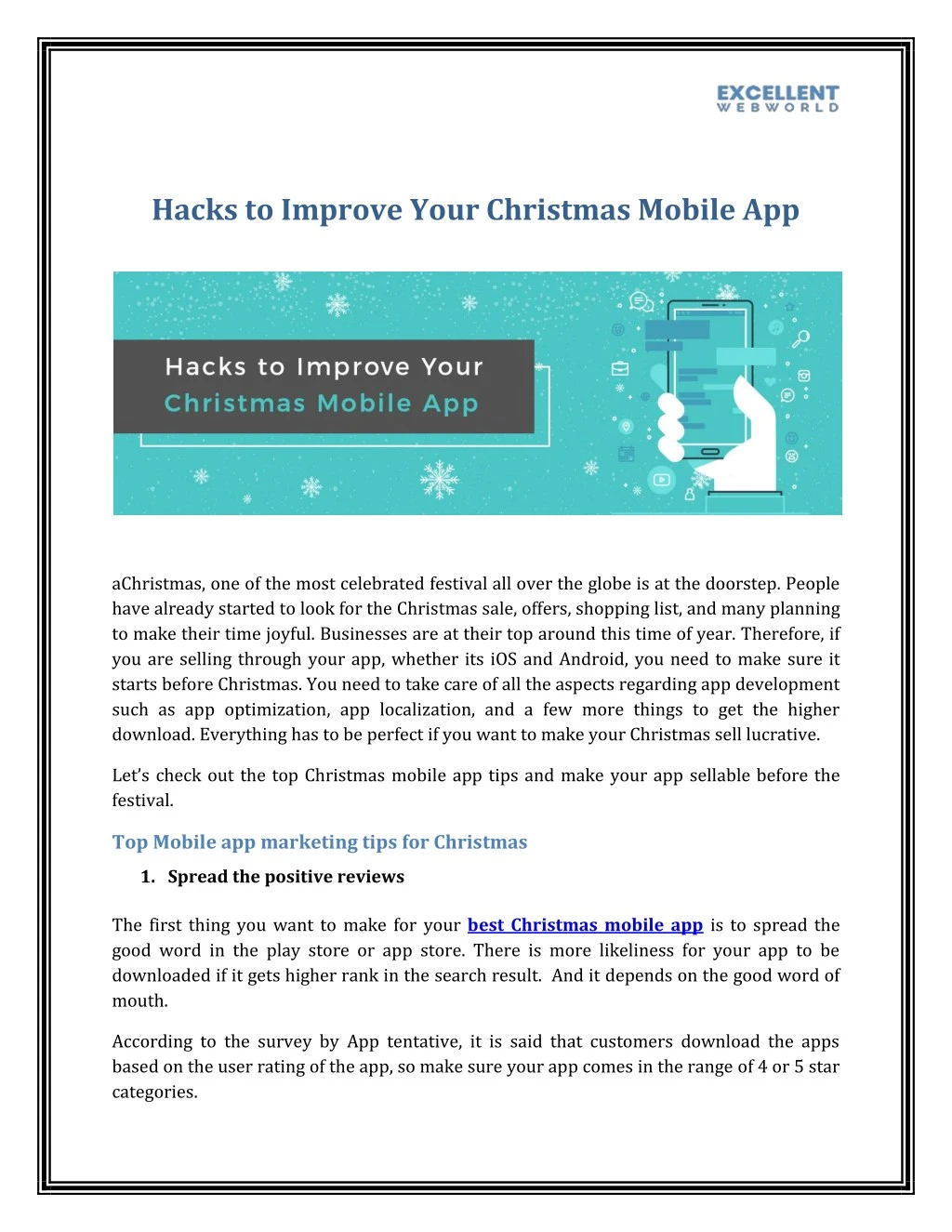 hacks to improve your christmas mobile app