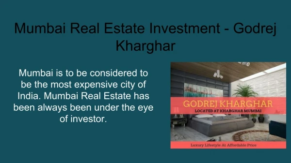 Real Estate Investment In Mumbai - Godrej Kharghar
