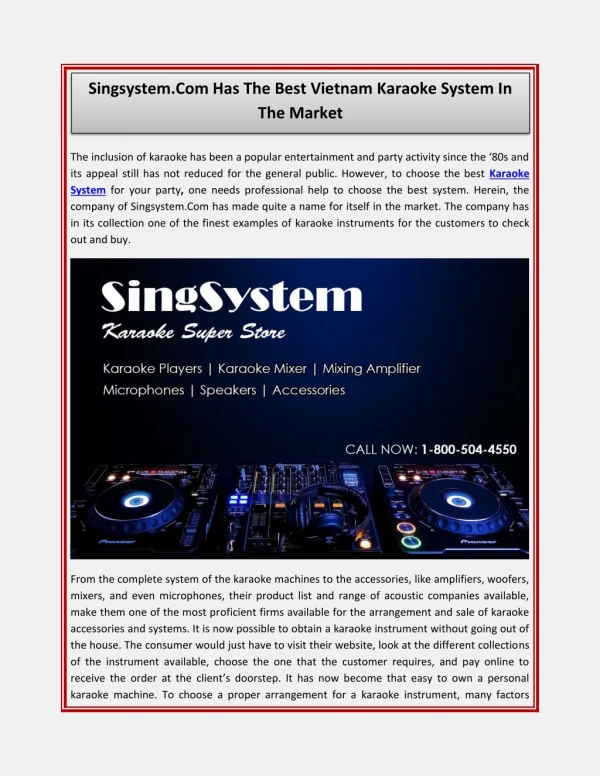 Singsystem.Com Has The Best Vietnam Karaoke System In The Market