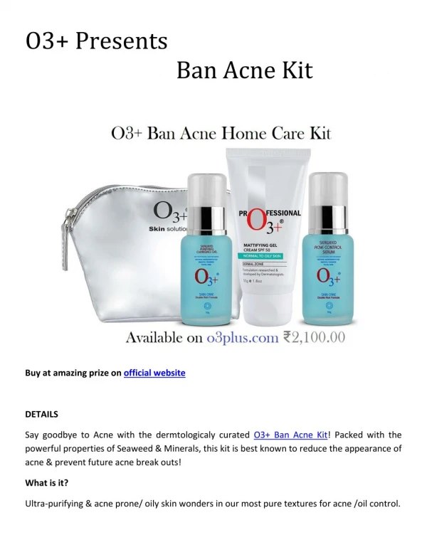 O3Plus Ban Acne Home Care Kit