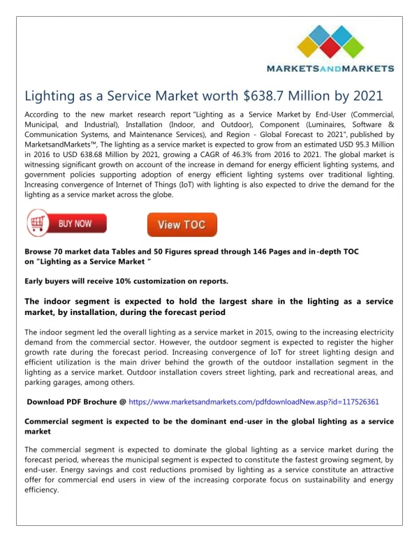 Lighting as a Service Market worth $638.7 Million by 2021