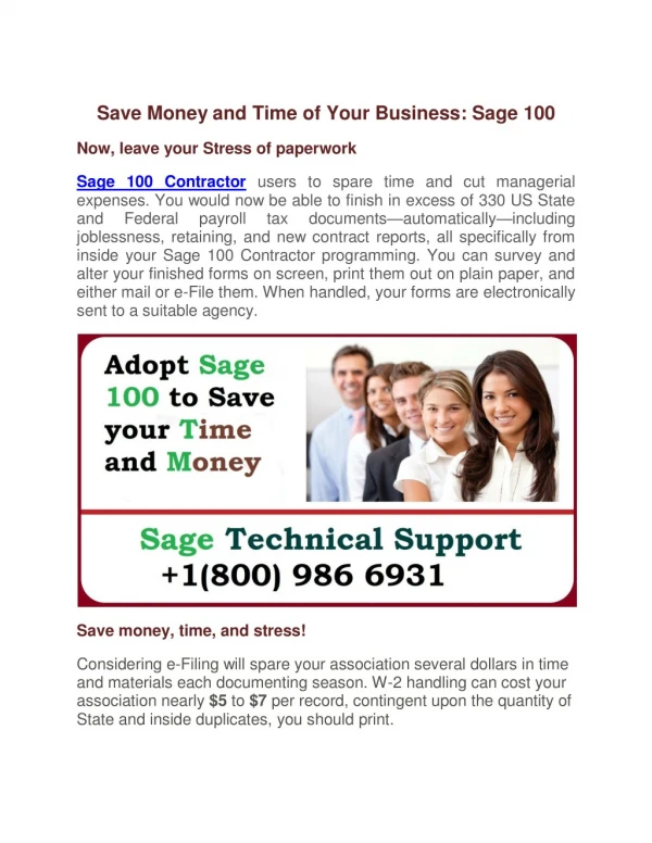 Save Money and Time of Your Business: Sage 100