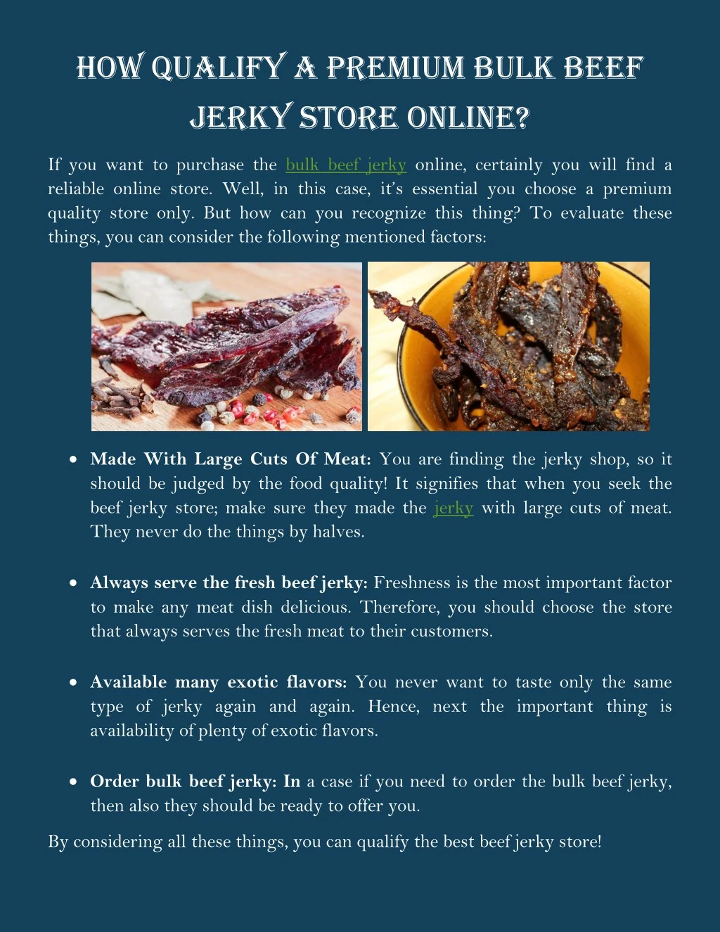 how qualify a premium bulk beef jerky store online