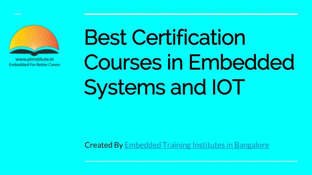 best certification courses in embedded systems and iot