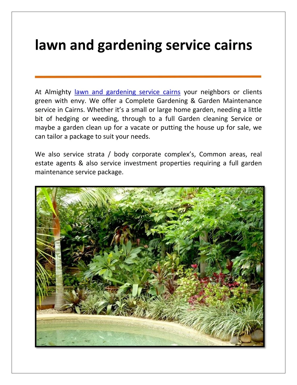 lawn and gardening service cairns